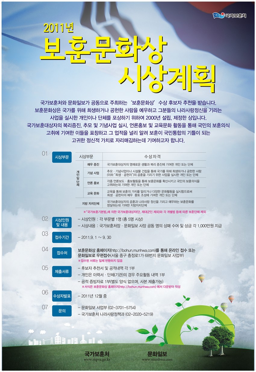 1.2011년도 보훈문화상 시상계획 안내 및 수상후보자 발굴